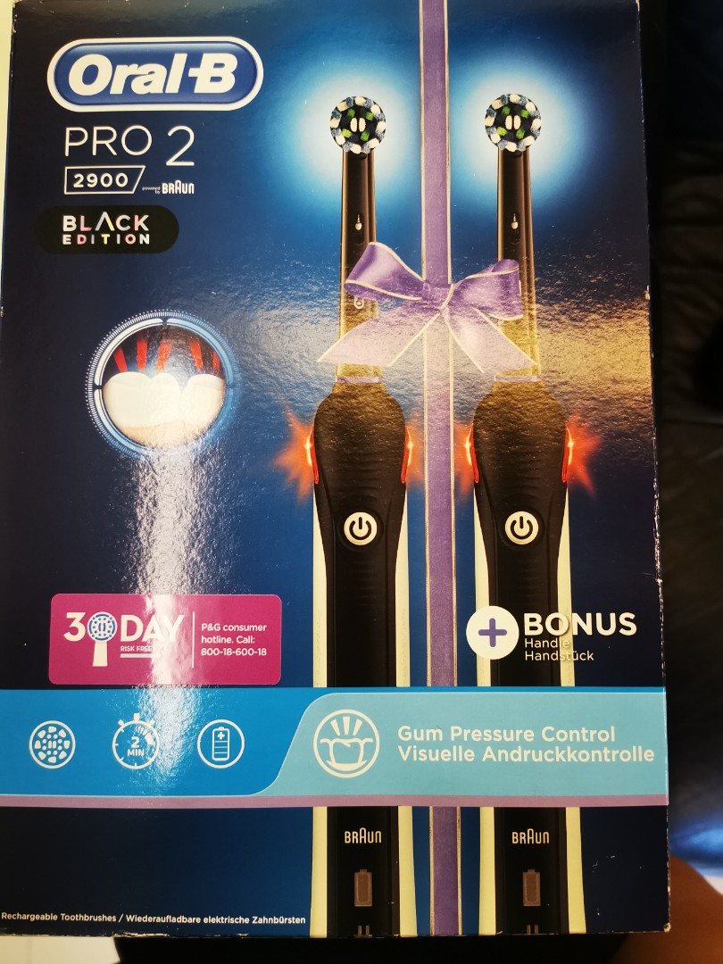 0OralB Pro 2 2900 Dual Set Cross Action Electric Toothbrush Rechargeable, Beauty & Personal