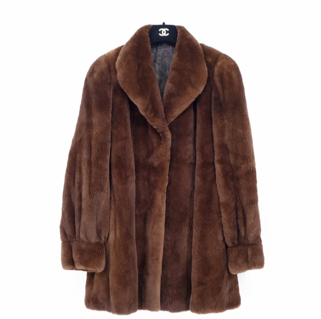 ブラウン ファーコート M 高級 Jindo ファーコート 毛皮 ブラウン