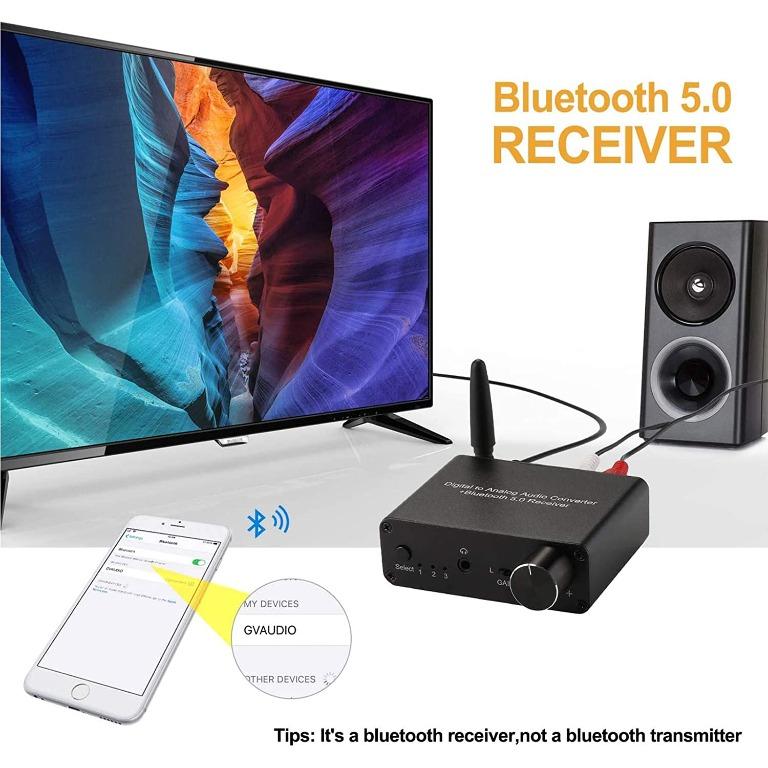 192kHz Digital to Analog Converter Bluetooth 5.0 Receiver DAC with 16-300Ω  Headphone Amplifier Optical/Coaxial to RCA 3.5mm Audio Output with Volume