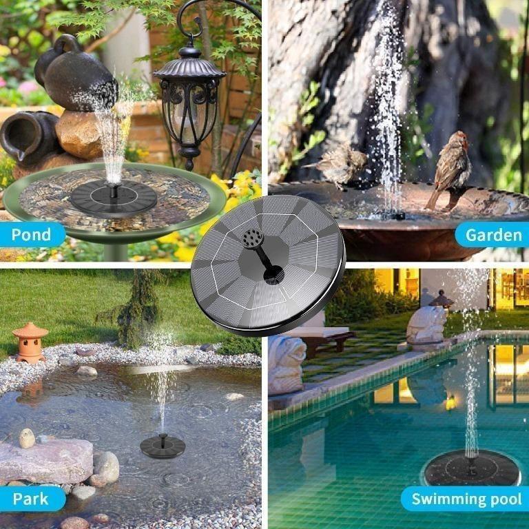 and Outdoor Solar Fountain Pump for Bird Bath with 4 Nozzle Patio Freestanding Floating Solar Panel Kit Water Pump for Garden Pond Pool 