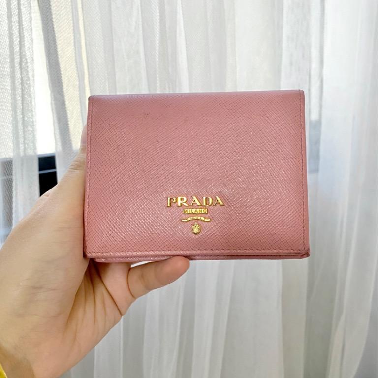 Authentic PRADA Pink Saffiano Leather Bi-Fold Wallet , Women's Fashion,  Bags & Wallets, Wallets & Card holders on Carousell