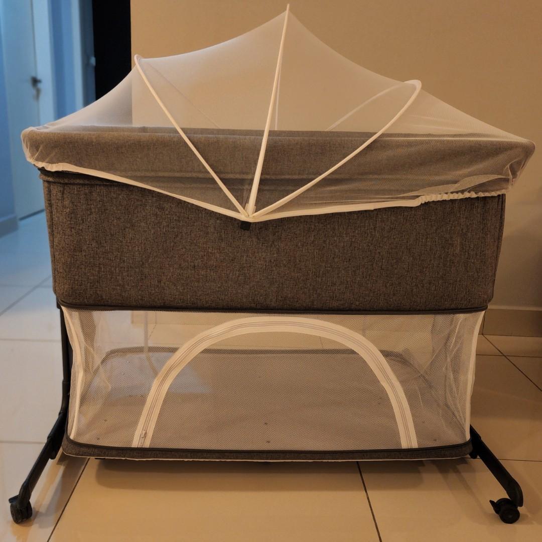 Baby Cot 2 LAYER / 1 LAYER Sliding Cot [Mattress Included] DOUBLE LAYER Portable Easy Foldable