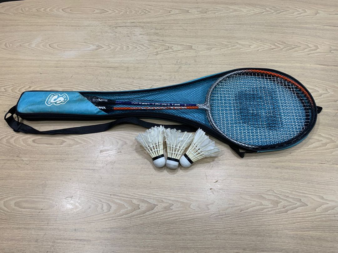 Badminton Racket x2 + Shuttlecock x3, Sports Equipment, Sports & Games