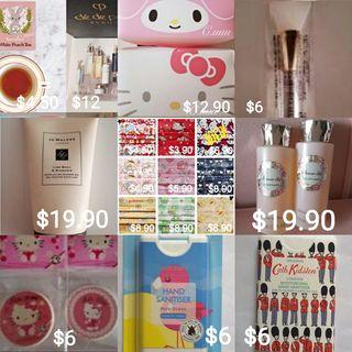 🔴BELOW RETAIL (Authentic Brand New) Jo malone body scrub Chanel N°1 serum and cream Jillstuart Shower gel Aprilskin Cath kidston Sanitizer Laduree Clinique cream Hello Kitty mask