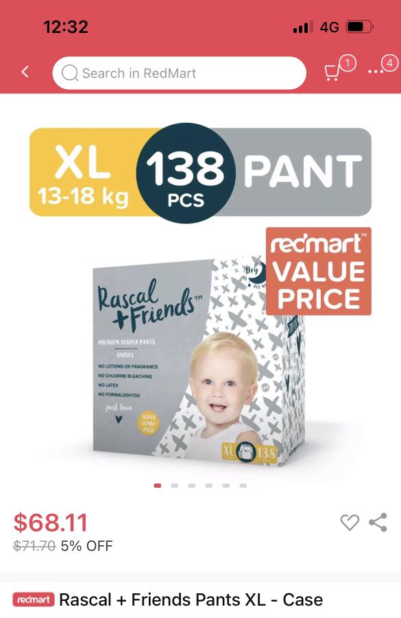 Rascal And Friends RASCAL + FRIENDS diapers, size 5, 64 pcs, 13-18