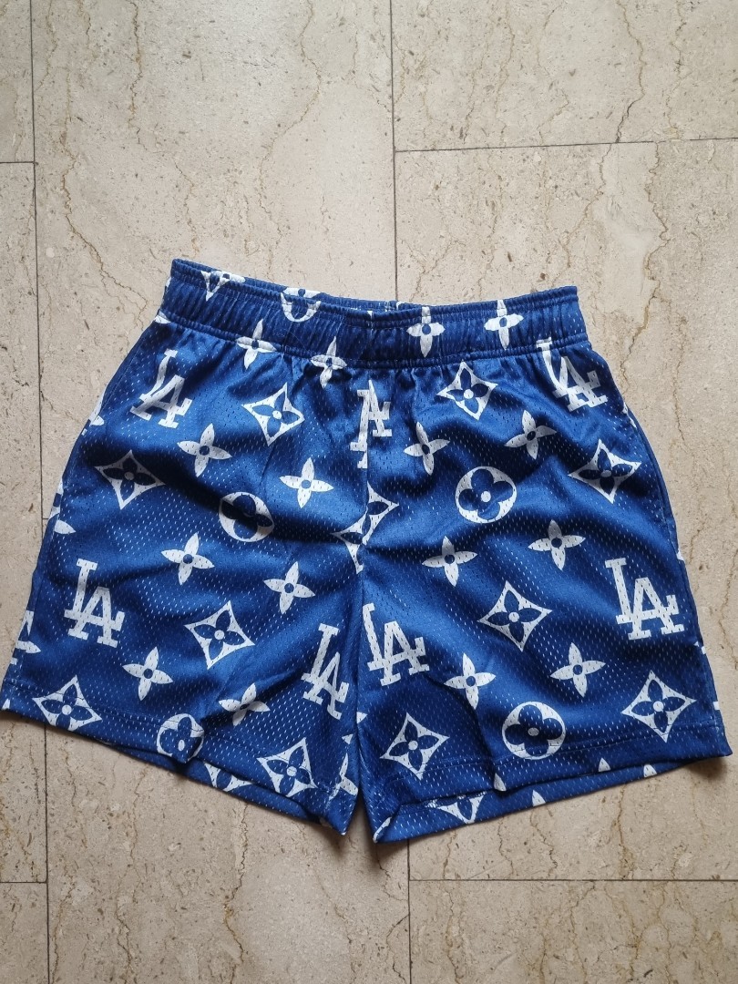 Custom Louis Vuitton “VA” Print Blue Athletic Gym Mesh Shorts Size