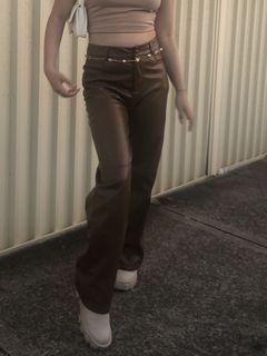 Brown leather pants