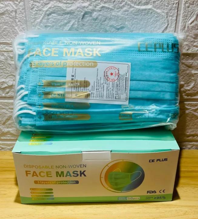 CE PLUS FACE MASK / CE PLUS COLORED FACEMASK (Category: Face Masks & Face Shields) located in Manila. Submitted by emil_online_shop (Listing ID 1165481513, Image 2). Description: 50PCS NON WOVEN 3 PLY DISPOSABLE SURGICAL MASKS Protective Mask Disposable Face Mask 50pcs/box Both made from high quality materials -FDA Approved Both passed the following test:Flame test*Masks that passed the flame test shows that the middle layer is a filter not just 