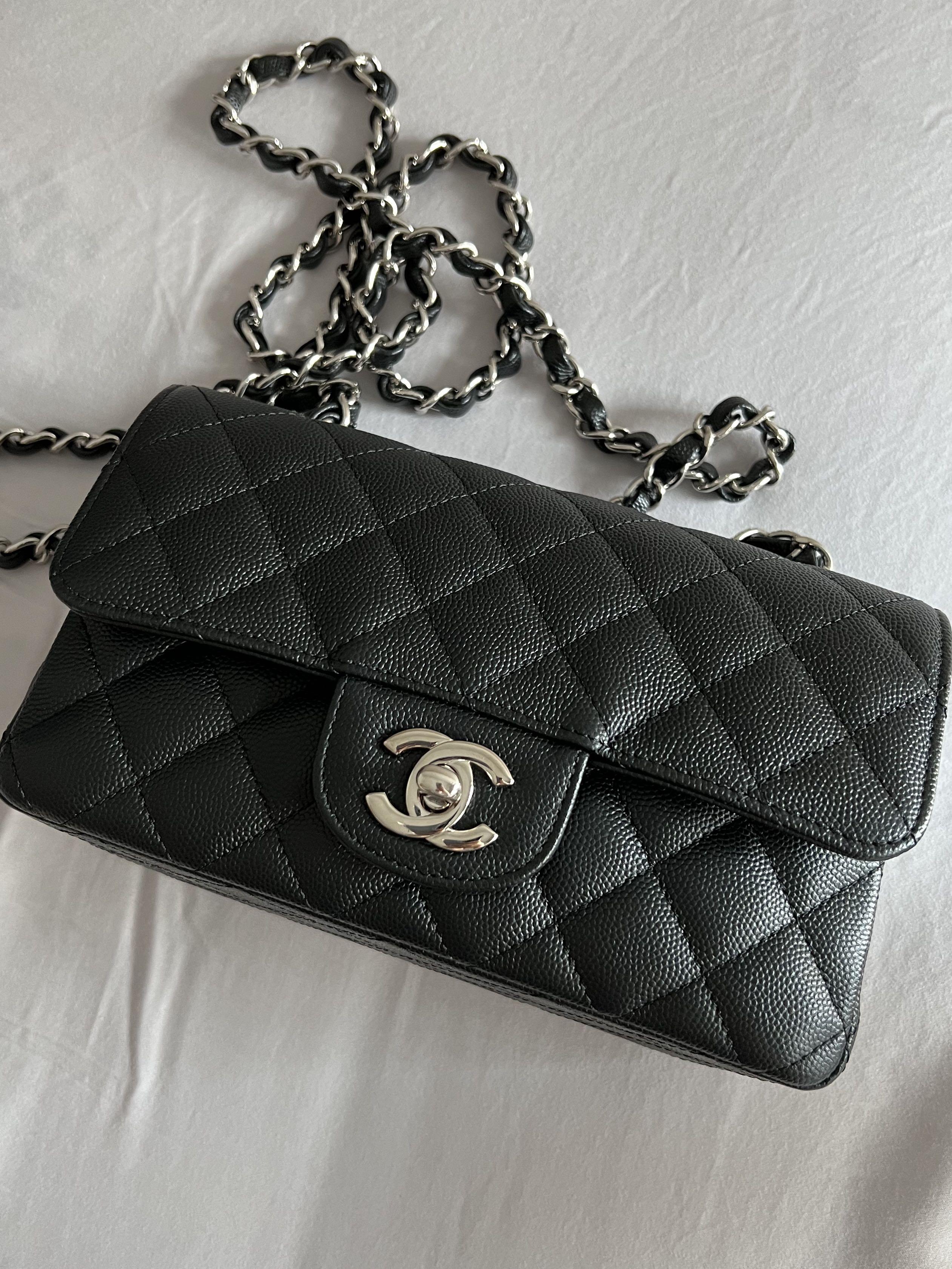 Chanel 18C caviar rectangle mini SHW, Luxury, Bags & Wallets on Carousell