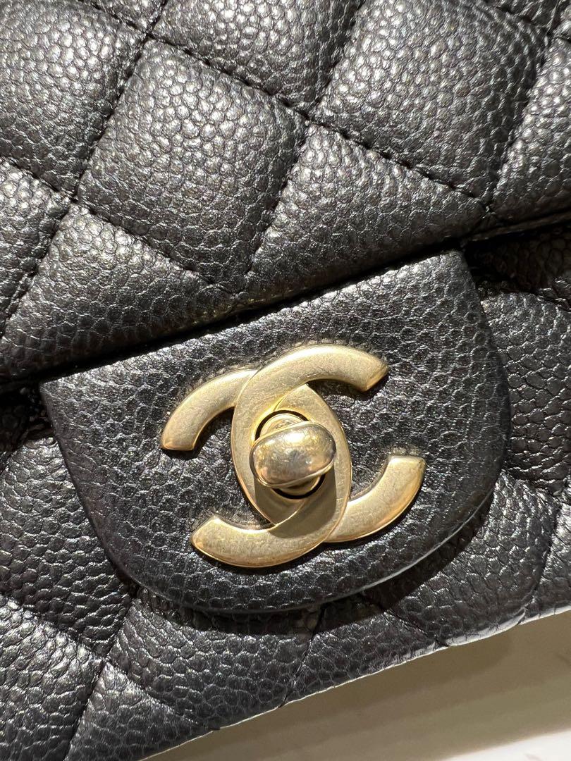 Chanel Mini Rectangle Pearly 15C Gold Caviar Leather with Antique Gold  Hardware, Preowned in Dustbag