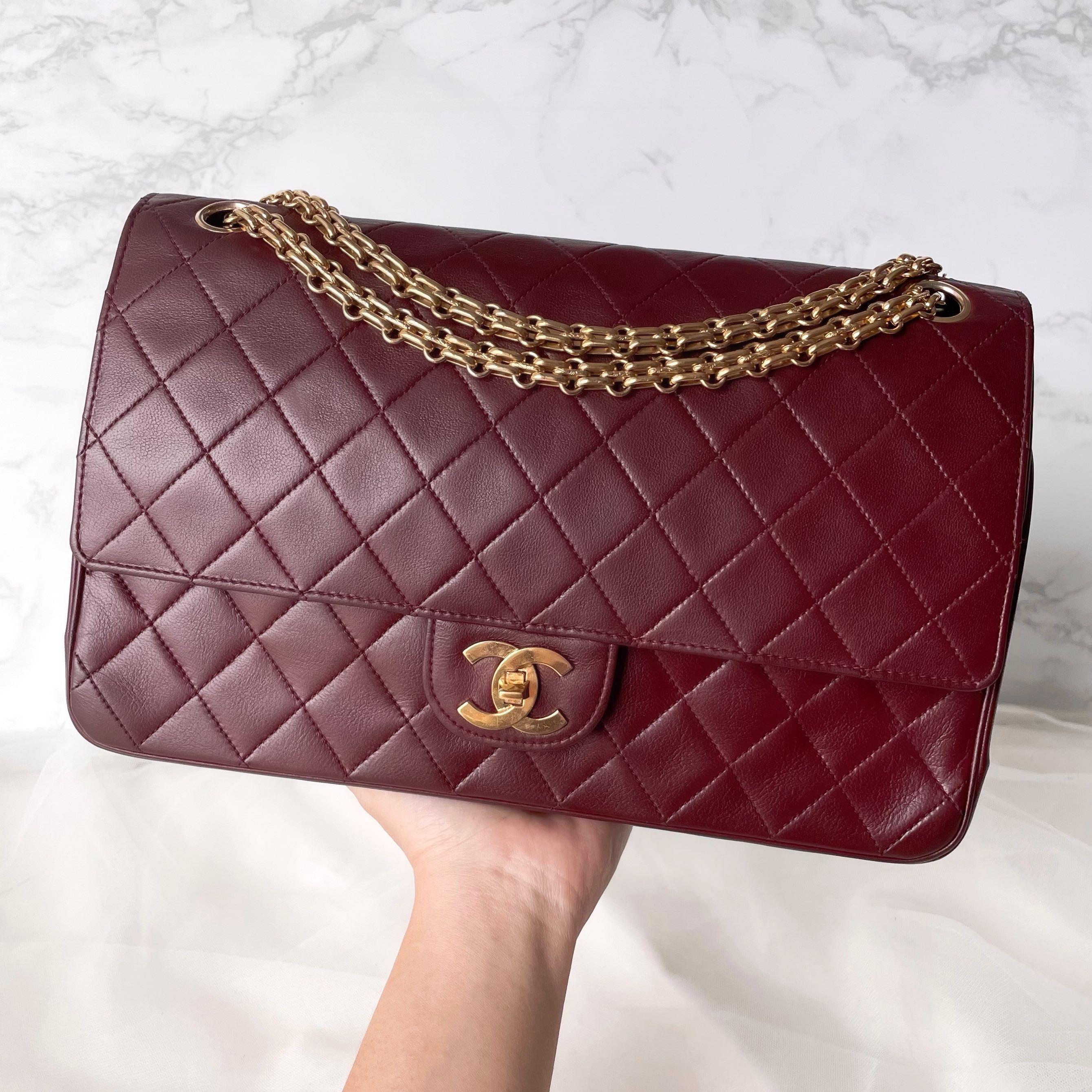 Chanel Vintage Burgundy Reissue Medium Flap in 24k Gold Hardware, Luxury,  Bags & Wallets on Carousell