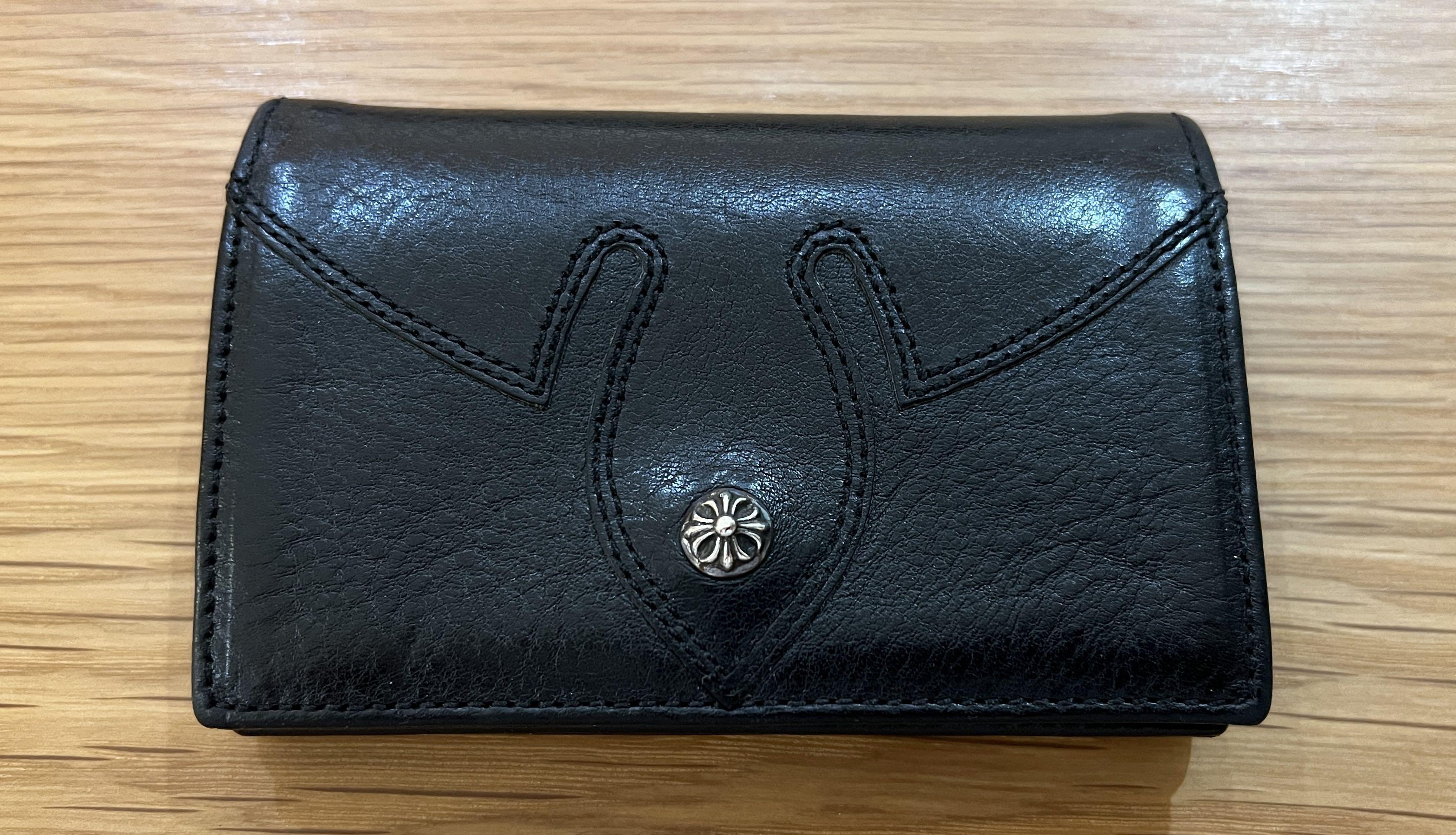 Chrome Hearts Leather Wallet Card Holder, 名牌, 手袋及銀包- Carousell