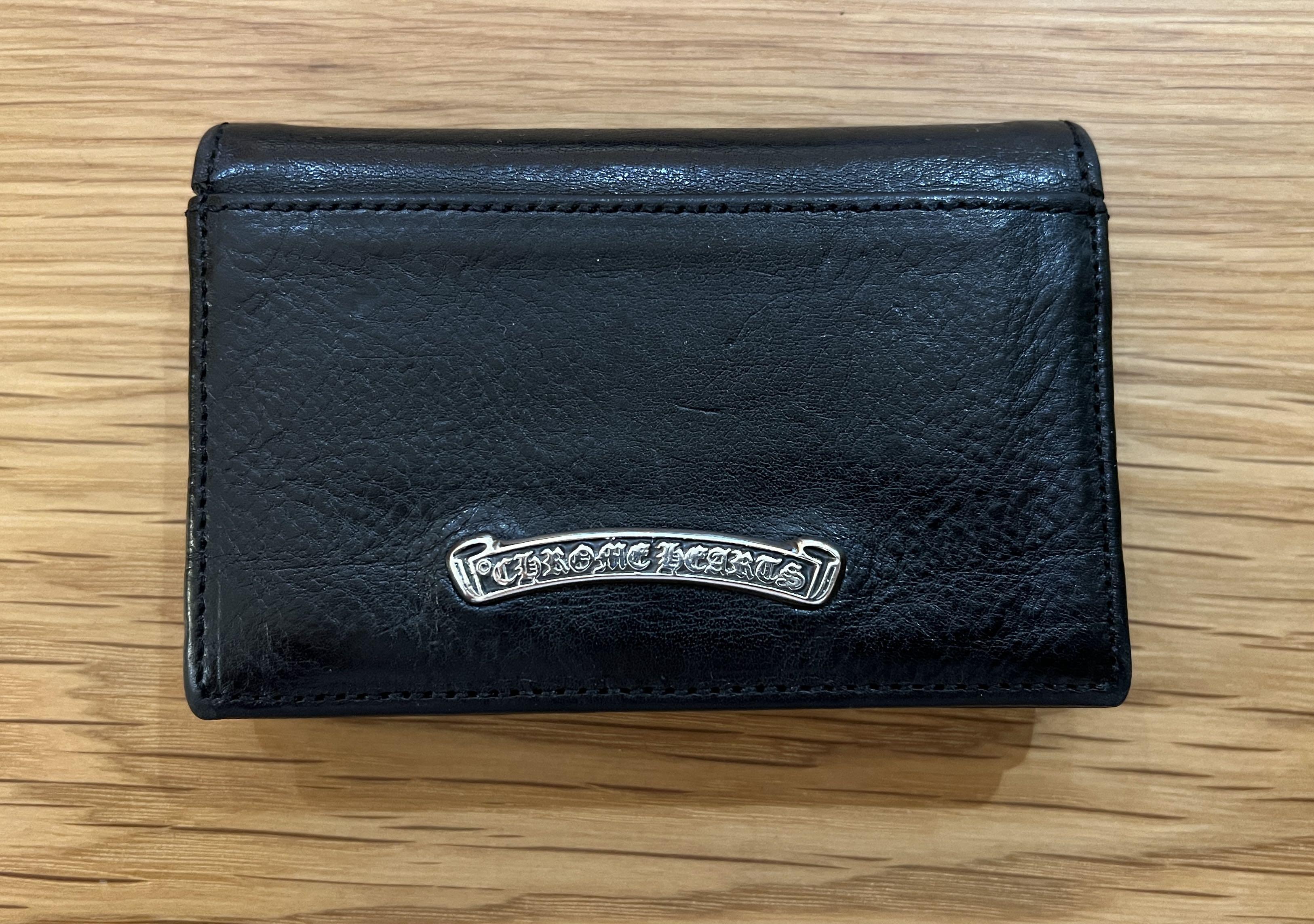 Chrome Hearts Leather Wallet Card Holder, 名牌, 手袋及銀包- Carousell