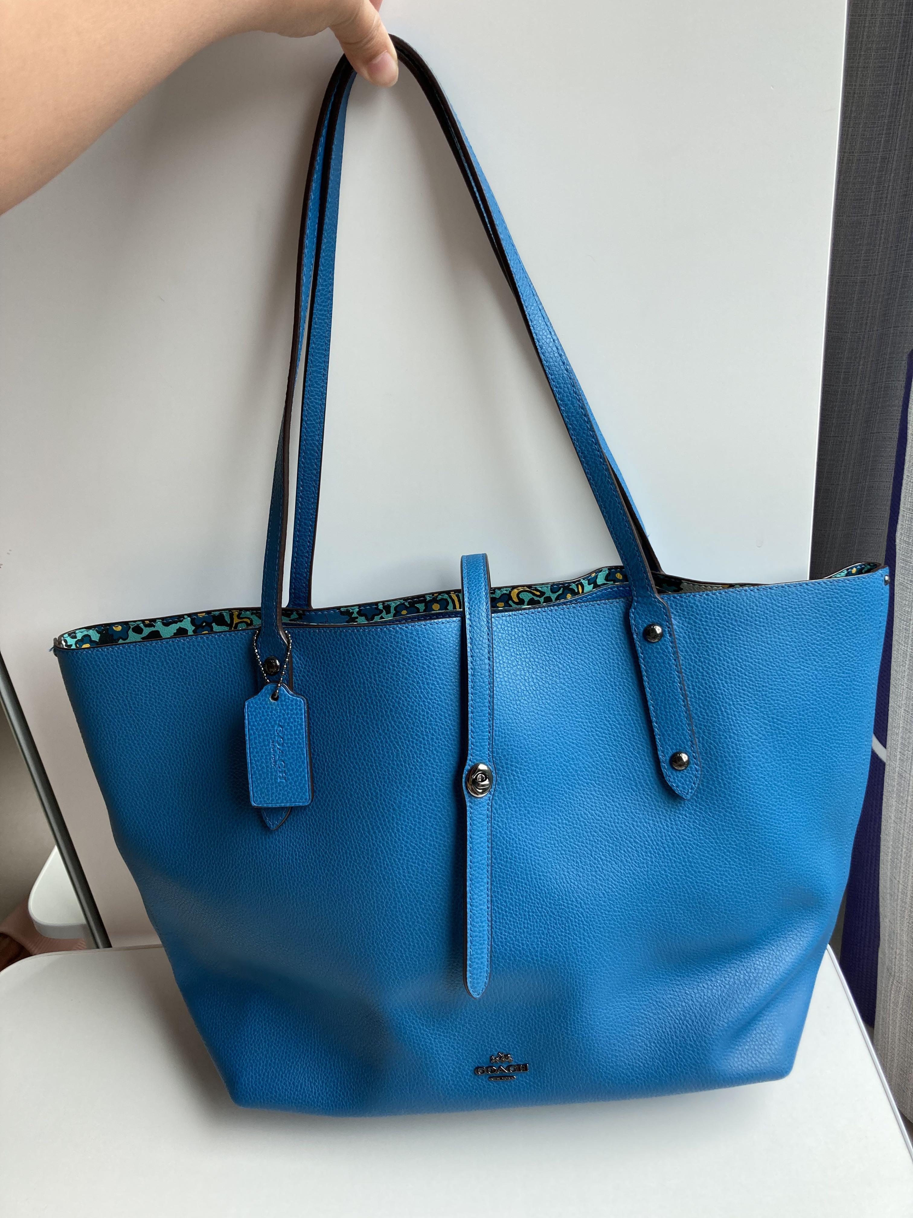 Coach Market Tote Blue Tote Bags Carousell