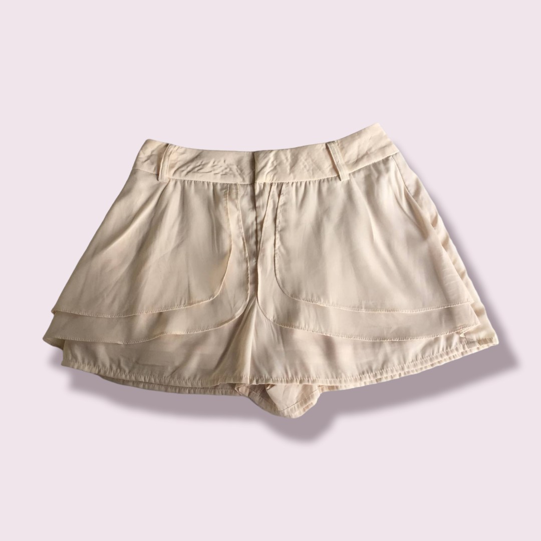 Cream Flowy Shorts, Women's Fashion 
