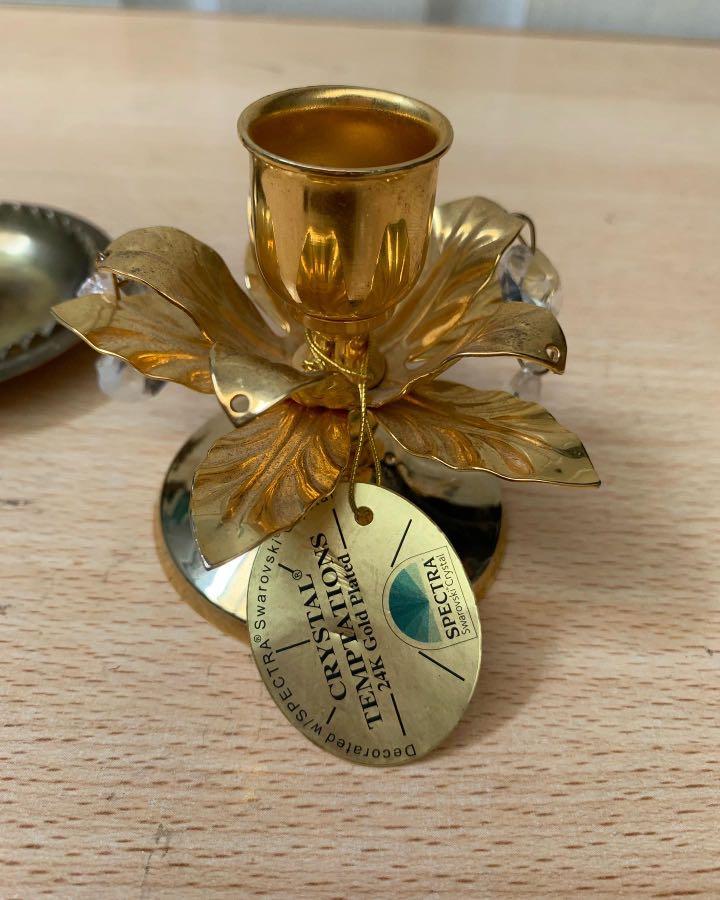 Crystal Temptations 24K Gold Plated Candlestick Holder Swarovski