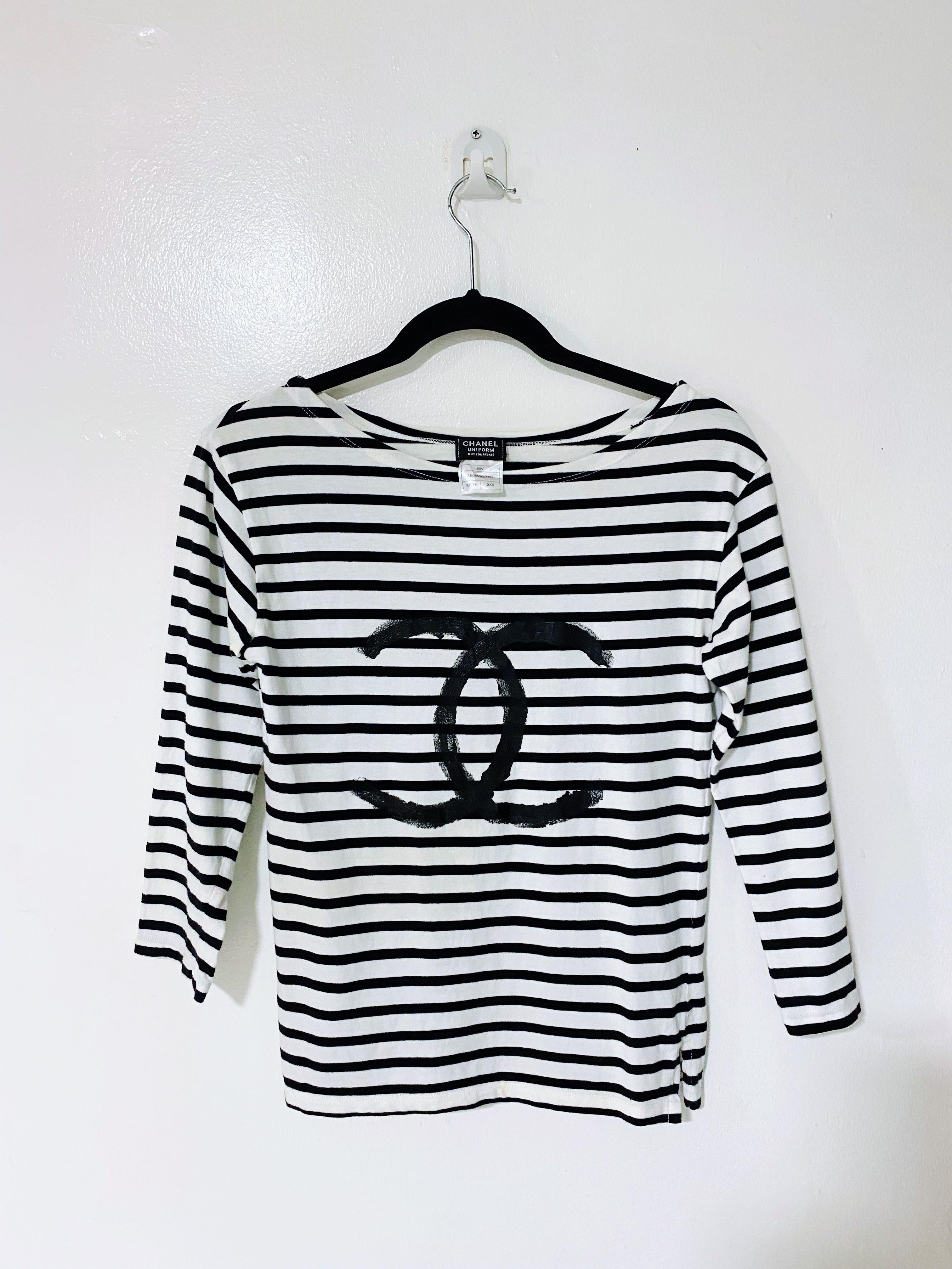 💫Authentic Chanel Uniform Gamuza Print T-shirt, Luxury, Apparel on  Carousell