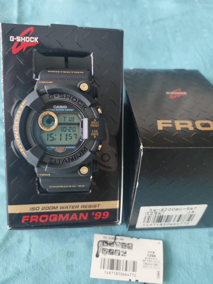 G Shock Frogman 黑金蛙，超美品DW-8200-BU-9AT, 名牌, 手錶- Carousell
