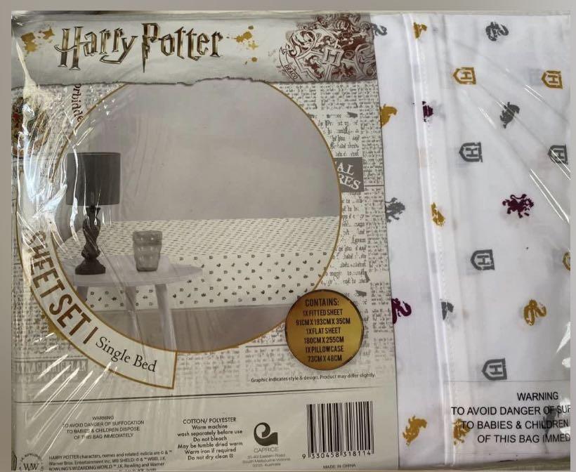 Harry Potter Bed sheets and quilt cover set (Single), Furniture & Home
