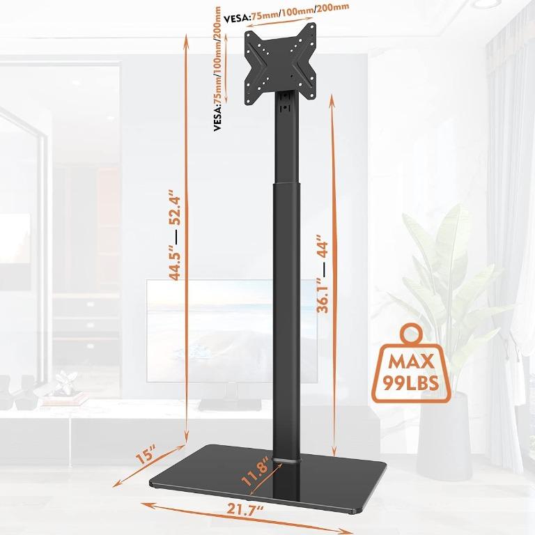 Hemudu Universal TV Stand with Mount 100 Degree Swivel Height Adjustable and Tilt Function for