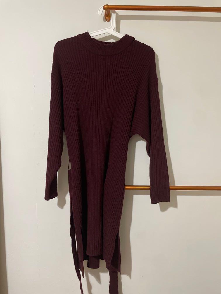 Maroon sweater dress best sale