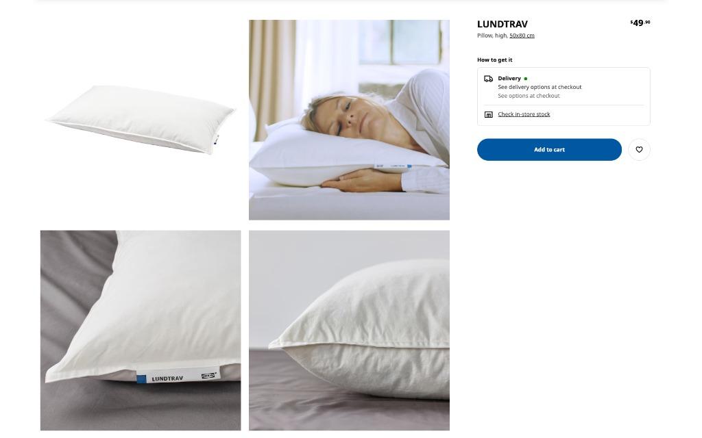 IKEA LUNDTRAV pillow (50*80 cm), Furniture & Home Living, Bedding ...