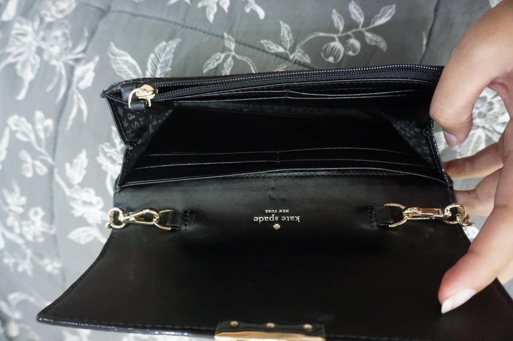 Kate spade black best sale glitter clutch
