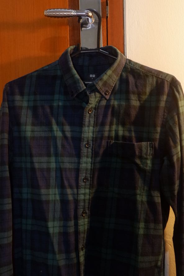 Kemeja Flannel Uniqlo, Fesyen Pria 