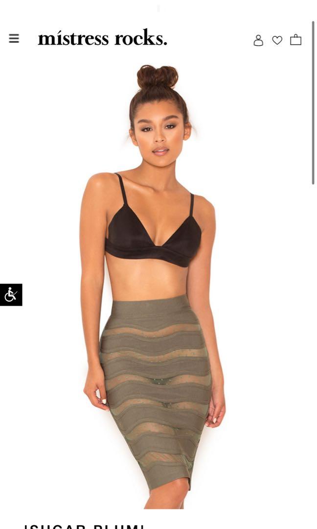 Khaki bandage 2024 pencil skirt