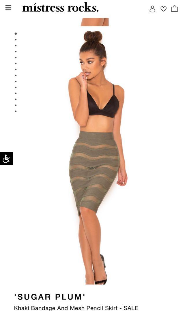 Khaki bandage hot sale pencil skirt
