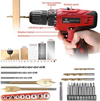 .com: Dedeo 16.8V Cordless Drill and Home Tool Kit, 108Pcs