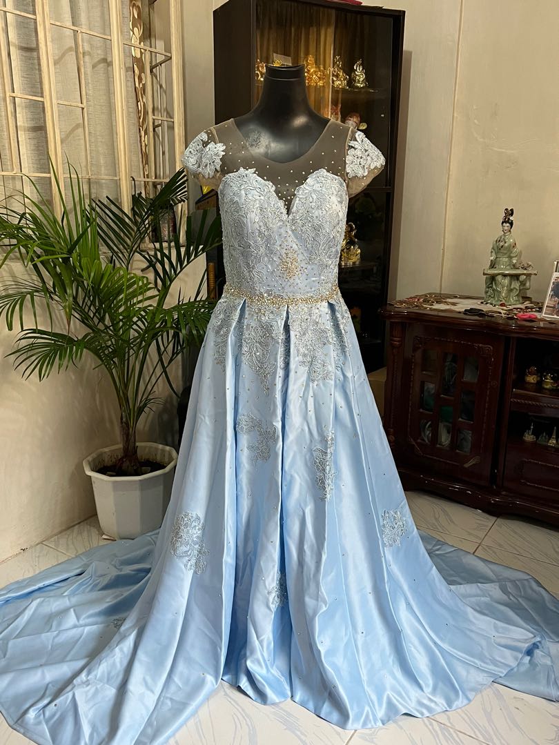 Pastel Blue Gown, Women's Fashion, Dresses & Sets, Evening dresses