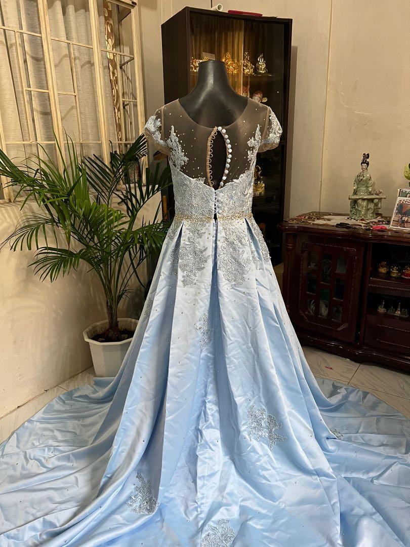 Pastel Blue Gown, Women's Fashion, Dresses & Sets, Evening dresses