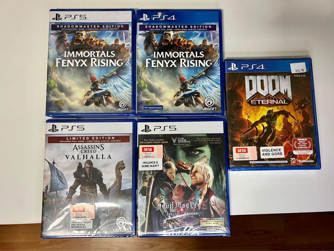PS5 PS4 Games (Brand New) Immortals Fenyx Rising Assassins Creed Devil May  Cry 5 Doom, Video Gaming, Video Games, PlayStation on Carousell