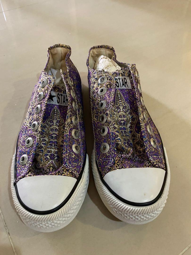 Purple metallic faux Converse sneakers Women s Fashion Footwear