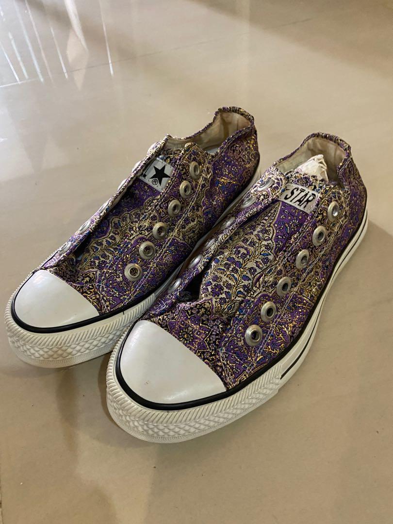 Purple metallic faux Converse sneakers Women s Fashion Footwear