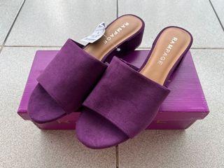 Purple Slip On Pump Heel Sandals