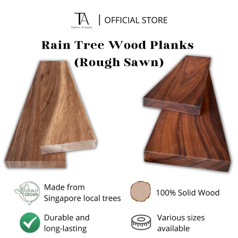 Rain Tree Wood Planks - Rough Sawn (Fixed Sizes) Solid Wood, Furniture ...