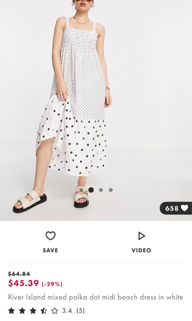 River island white polka dot best sale dress