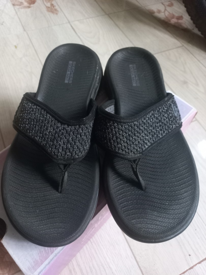 skechers black slippers