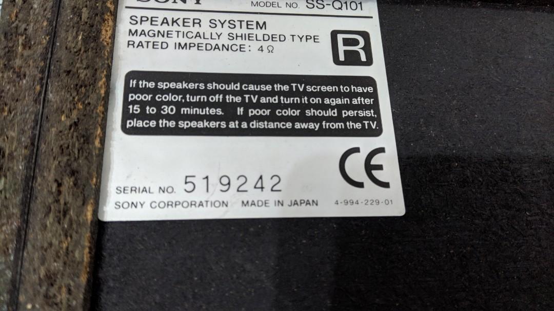 Sony SSQ101 speaker 日本製 音響 音箱 線已不在 功能正常 無摔, 耳機及錄音音訊設備, Soundbar、揚聲器、藍牙