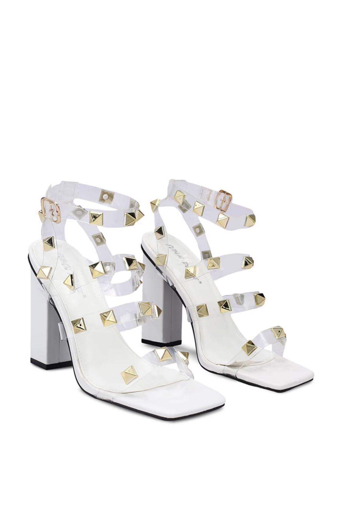 block heeled studded sandals