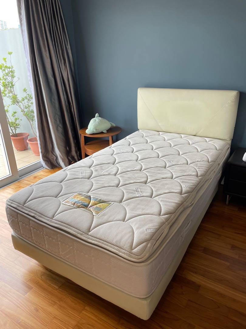 Super single Bed frame with Dunlopillo mattress, Furniture & Home