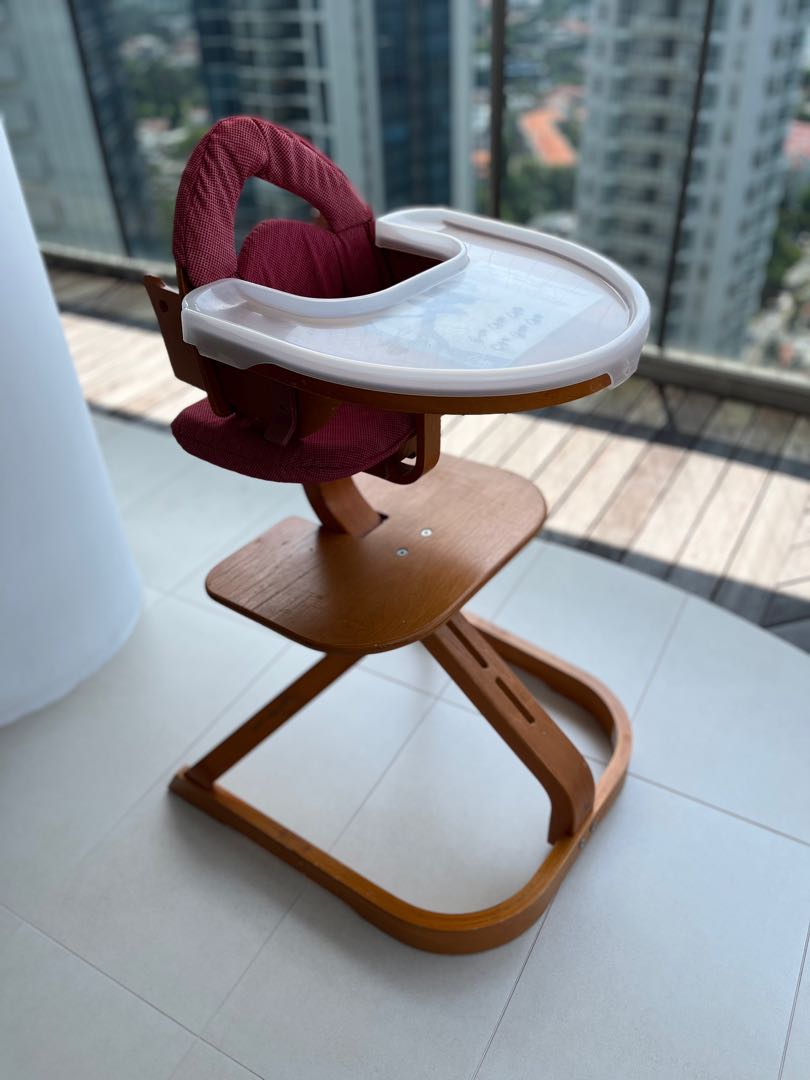 Svan wooden High Chair with removable tray (cherry), Babies & Kids