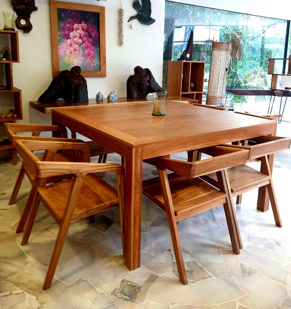 Teak Wood Square Dining Table, Furniture & Home Living, Furniture