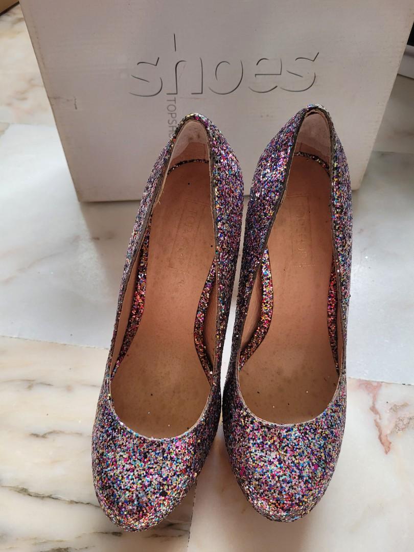 Glitter shoes heels store