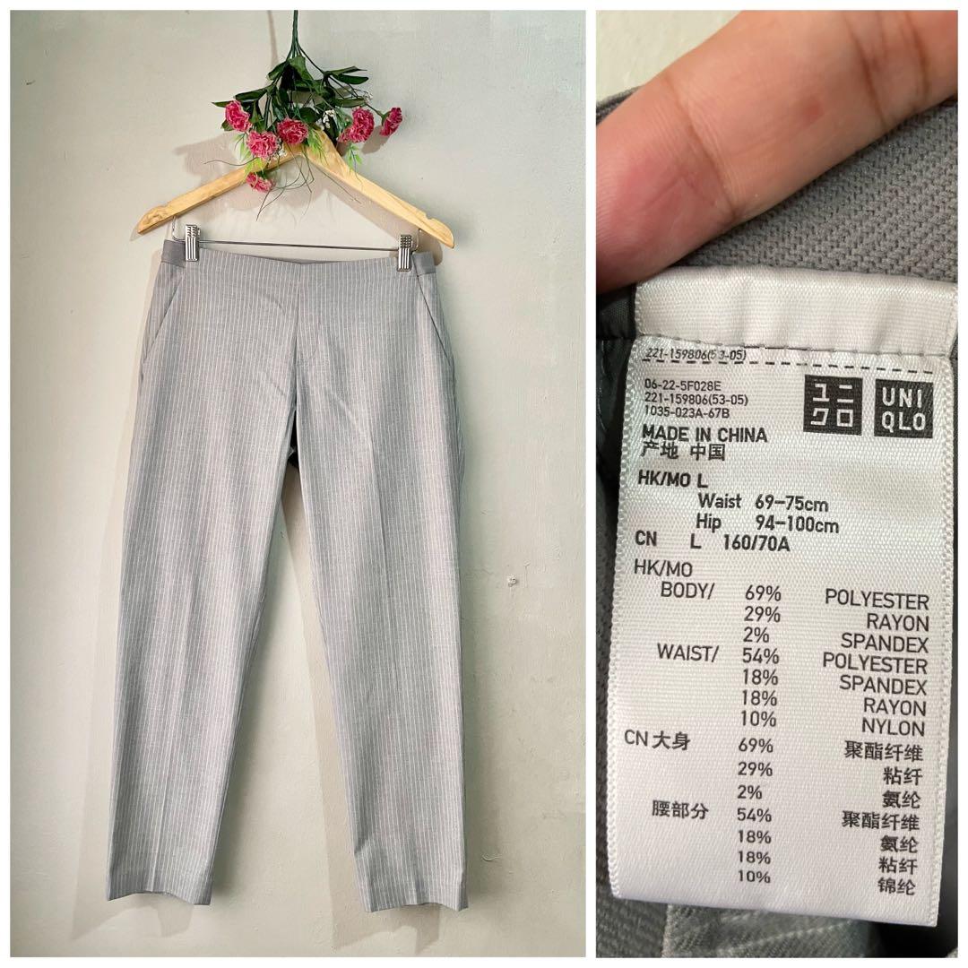 Uniqlo gray pinstripe ankle trouser, Women's Fashion, Bottoms, Other ...