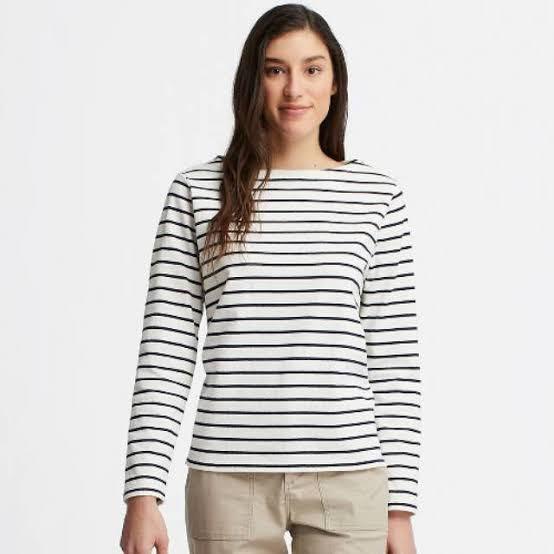 Uniqlo Striped Boat Neck Long Sleeve T 