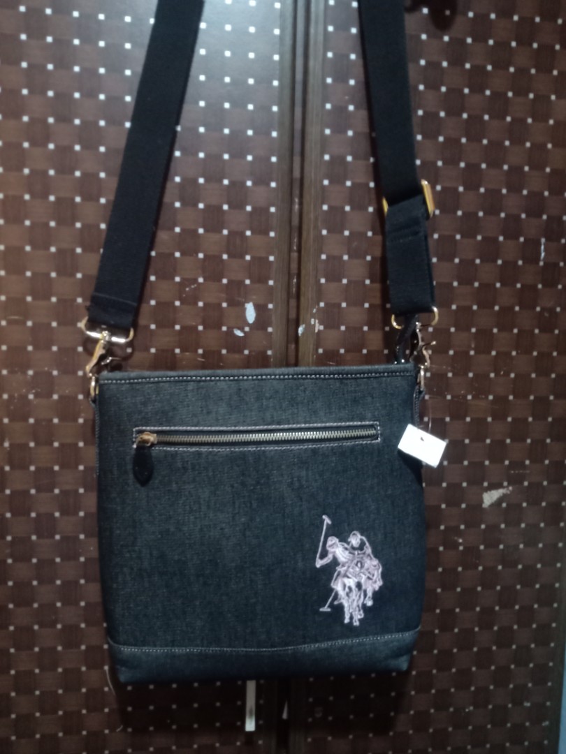 U.S. POLO Denim Sling Bag, Women's Fashion, Bags & Wallets, Cross-body ...