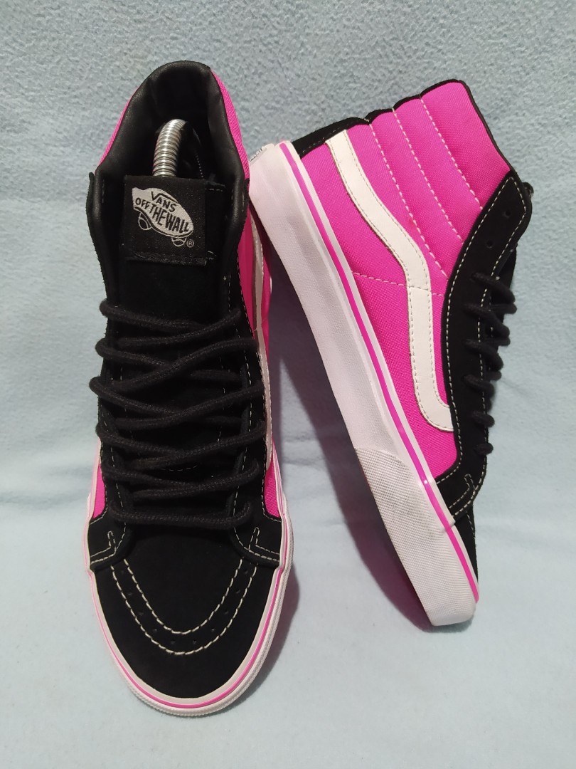 Vans Black-Pink Skate Hi Oldskool, Women's Fashion, Footwear, Sneakers ...